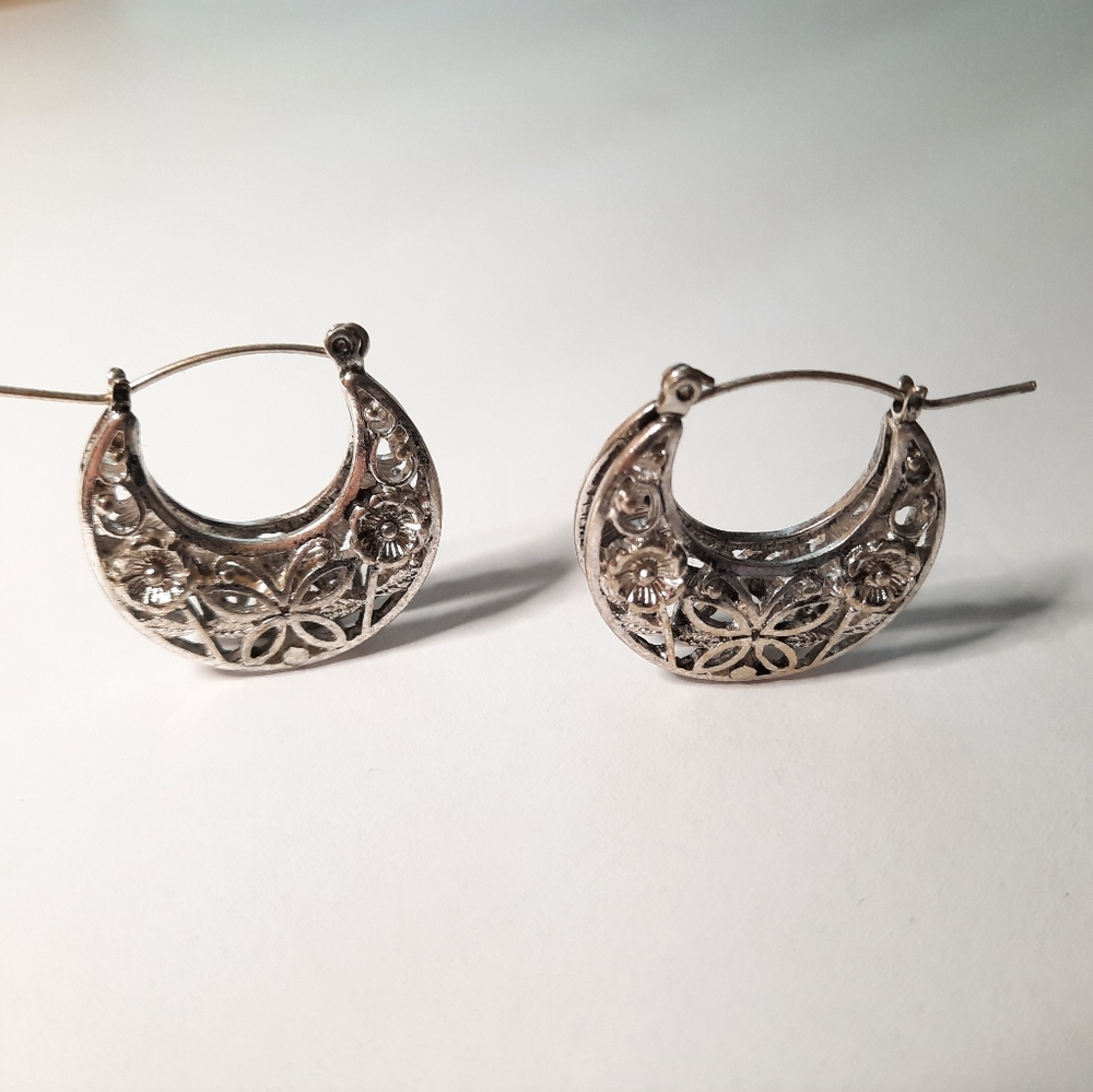 Silver Toned Earrings with butterflies